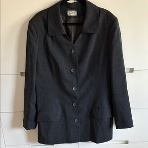 Charcoal Wool Blend Suit Jacket with Notched Lapels